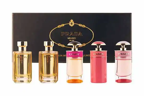 Set Nước Hoa Prada Women 5 Mini (Candy Florale 7ml, Candy Gloss 7ml, Candy EDP 7ml, La Femme EDP 9ml, La Femme EDT 9ml)