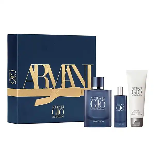 Set Nước Hoa Giorgio Armani Acqua di Gio Profondo (EDP 75ml +15ml & Gel Douche 75ml)