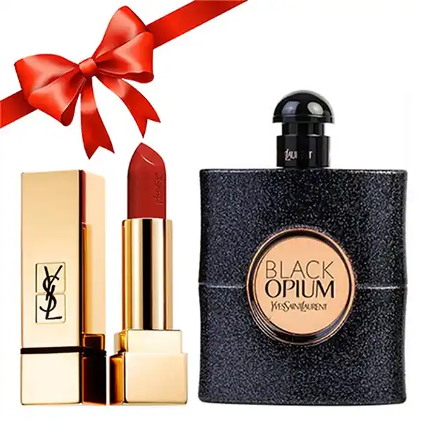 Combo YSL (Nước Hoa Black Opium Women EDP 90ml + Son Rouge Satin Collection 1966 Đỏ Gạch)