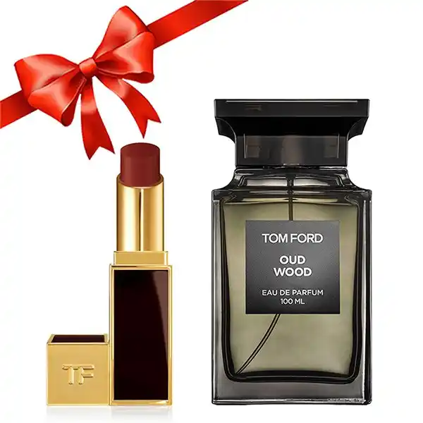 Combo Tom Ford (Nước Hoa Oud Wood 100ml + Son TF 24 Đỏ Đất)