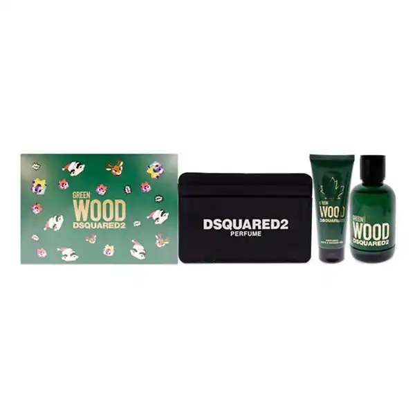 Set Nước Hoa Nam Và Sữa Tắm Dsquared2 Green Wood Pour Homme 3 Món ( EDT 100ml + Shower Gel 100ml + Card Wallet)