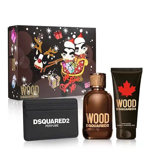 Set Nước Hoa Nam Dsquared2 Wood Pour Homme 3 Món (EDT 100ml, Showergel 100ml, Card Holder)