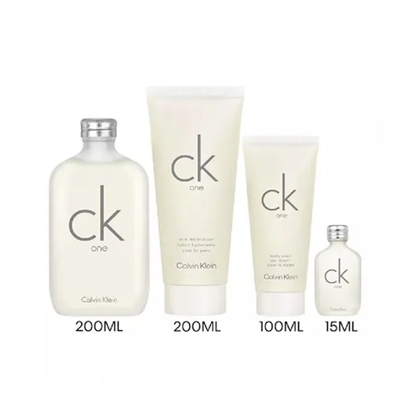 Set Nước Hoa Unisex Calvin Klein CK One (EDT 200ml + EDT 15ml + Body Lotion 200ml + Shower Gel 1