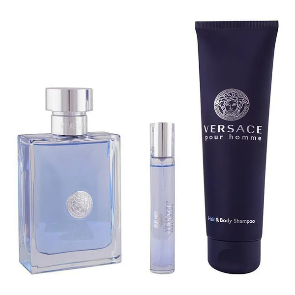 Set Nước Hoa Nam Versace Pour Homme (EDT 100ml, EDT 10ml, Hair & Body Shampoo 150ml)  