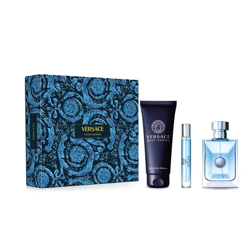 Set Nước Hoa Nam Versace Pour Homme (EDT 100ml, Mini EDT 10ml, Hair & Body Shampoo 150ml) 3 Món