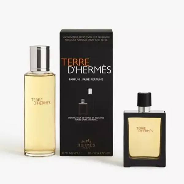 Set Nước Hoa Nam Hermès Terre D'hermès Parfum Pure PerfumeTravel Spray And Refill (125ml+30ml)