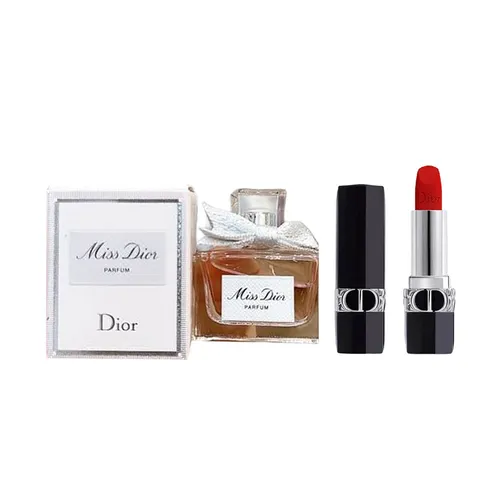 Set Nước Hoa Nữ Dior Miss Dior Parfum Và Son Dior Rouge Velvet Màu 999 Màu Đỏ Tươi Mini