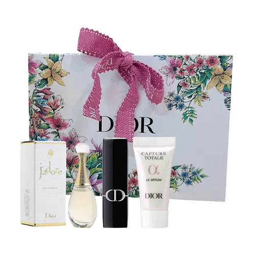 Set Nước Hoa Dior J'adore EDP 5ml + Son Dior 999 + Serum Dior Capture Totale 5ml + Túi Giấy
