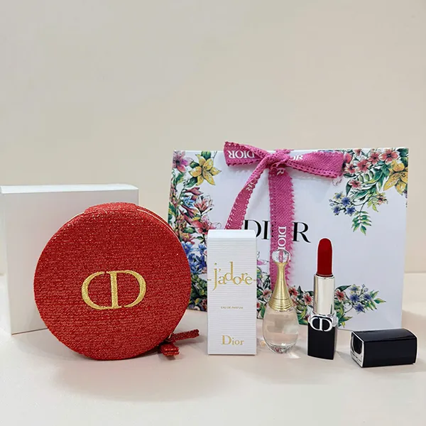 Set Nước Hoa Nữ Dior J'adore EDP + Son Dior 999 Velvet Mini Gift Set 4 Món