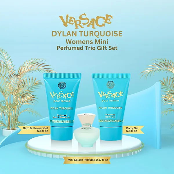 Set Nước Hoa Nữ Versace Pour Femme Dylan Turquoise 3 Món (EDT 5ml + Gel Body 25ml + Shower Gel 25ml)