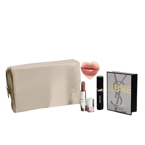 Set Yves Saint Laurent ( Vial YSL Libre EDP + YSL Loveshine Mini Màu 201 + Mascara YSL Lash Clash Mini + Túi)