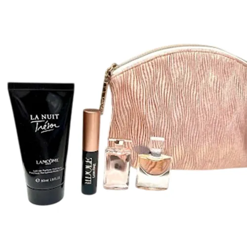 Set Nước Hoa Lancôme Mini Idole 5ml + Lavie EDP 5ml + Dưỡng Thể 50ml Và Chuốt Mi Mascara (Kèm Túi)